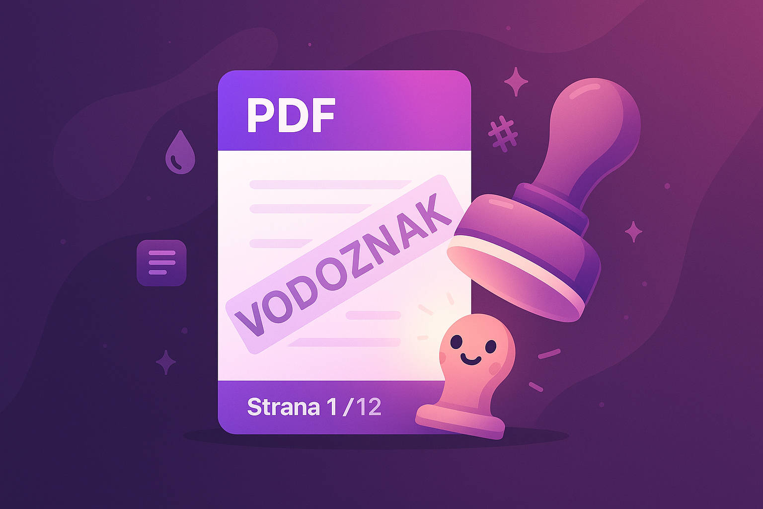 Pečať – vodoznaky, hlavička a číslovanie strán v PDF